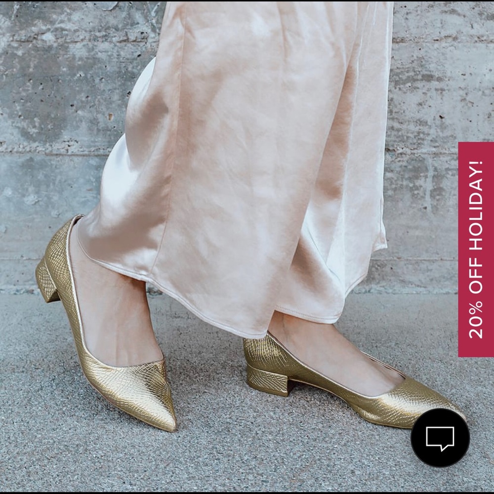 Alessia Gold Block Heel